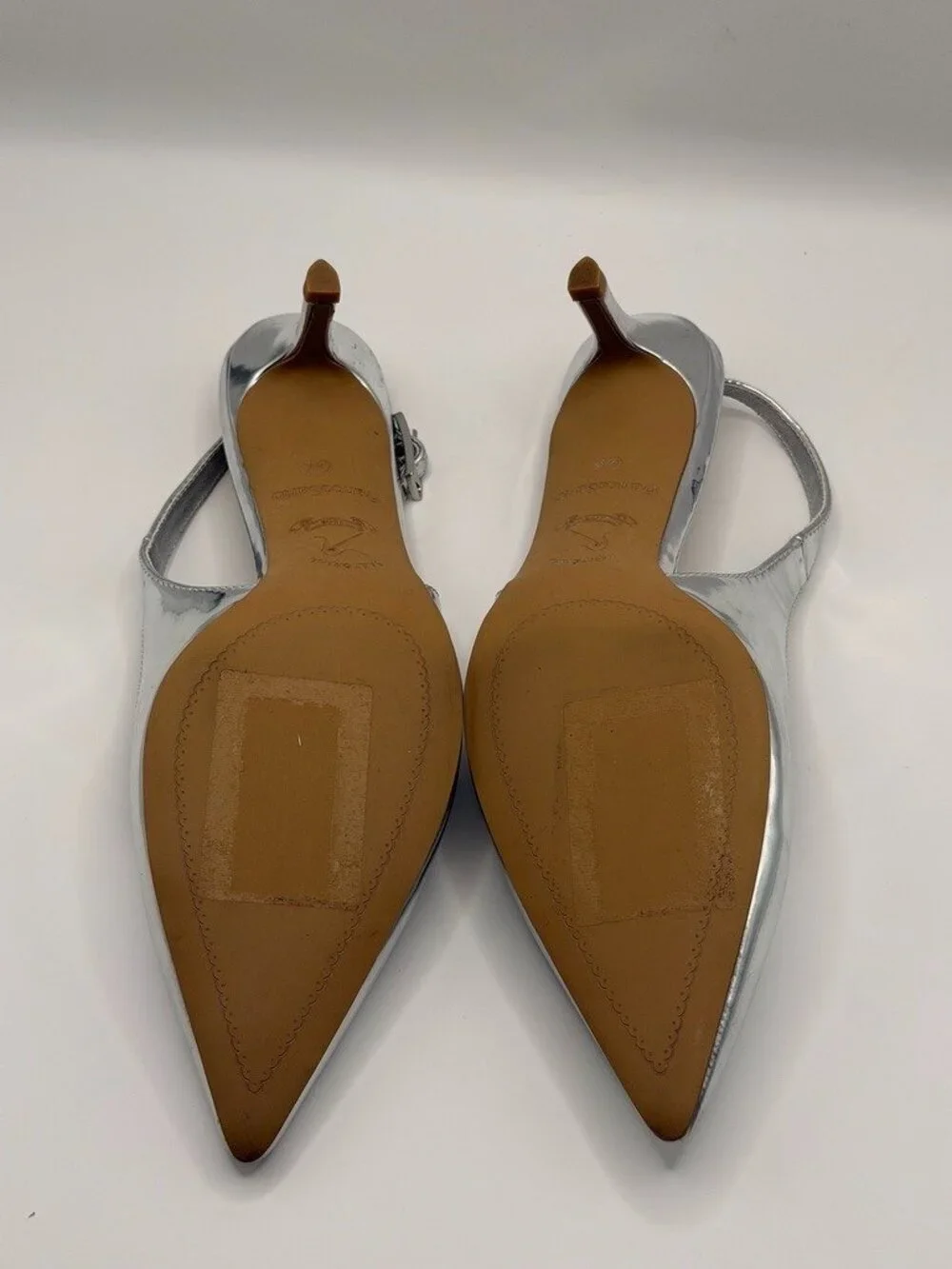 Franco Sarto Womens Kate Silver Slingback Pump Heel Sz 6.5